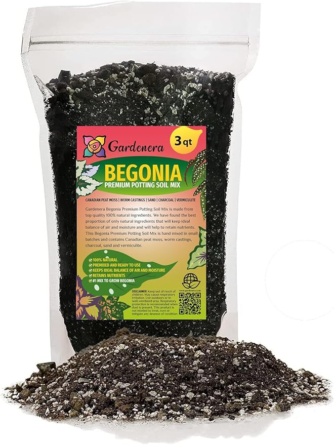Begonia Plant Potting Soil - Enhance Blooming Beauty and Health with Professional Grade Nutrient-Rich Mix - 3 Quart