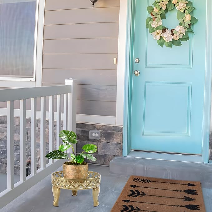 Gold Plant Stand, Metal Plant Stands Outdoor, Anti-Rust Iron Planter Stands for Indoor Plants, Round Flower Pot Stands Plant Shelf, Display Shelves Potted Plant Holders for Home Patio Decor