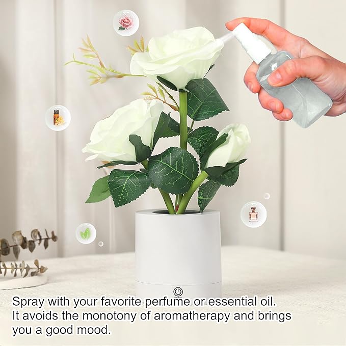 Rose Night Light Gifts for Women, Christmas Day Gifts for Mom Women Wife Friends Her Christmas Anniversary Birthday Gift, Perfect Ideal for Bedroom Ambiance Coffee Shop (White)