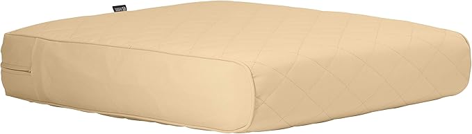 Classic Accessories Montlake FadeSafe Water-Resistant 25 x 22 x 4 Inch Wide Back Patio Quilted Lounge Cushion, Chamomile