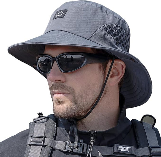 Fishing Hat, UPF50+ Wide Brim Sun Hat for Men Women, UV Protection Hiking Beach Bucket Hats Summer Safari Hat