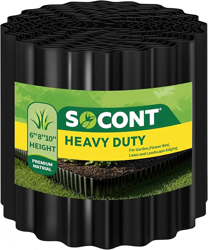 Corrugated Metal Garden Edging, 6"×40Ft Durable Landscape Border for Garden, Lawn, Flower Beds and Paver Edging (Black)