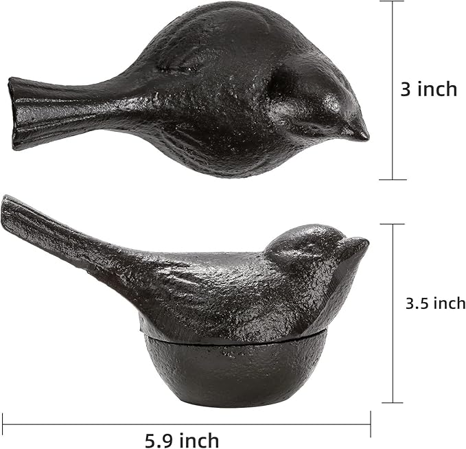 Cast Iron Key Hider, Bird Hide-a-Key Holder, Outdoor Small Garden Statues Ornament, Outside Spare Key Hider Figurine, Indoor Decoration Jewelry Trinkets Box for Ear Studs, Rings, Paper Clips