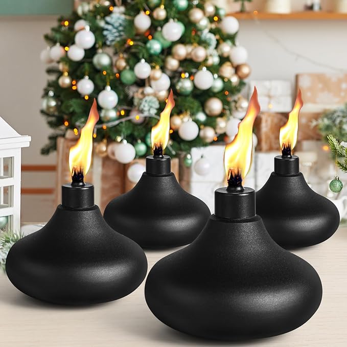 6 Pack Metal Table Top Torches, 24.5oz Citronella Torches for Outside, Refillable Flame Light Torch, Decorative Tabletop Lantern for Yard, Patio, Deck, Garden, Party, Landscape