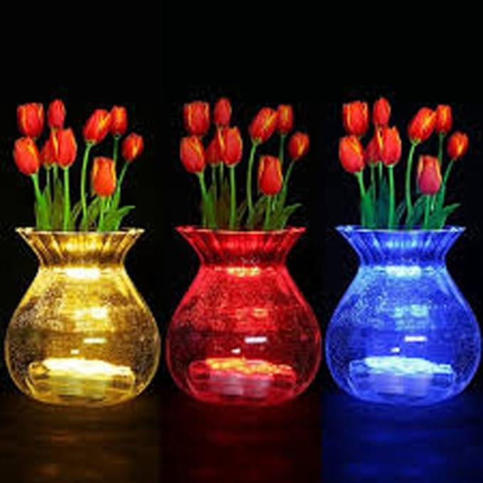 Bright LED Floral Tea Light Vase Submersible Lights for Party Wedding (Pink, 30 Pack)