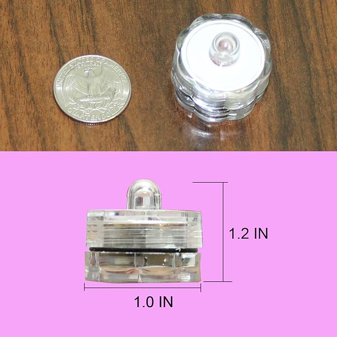 Bright LED Floral Tea Light Vase Submersible Lights for Party Wedding (White, 30 Pack)