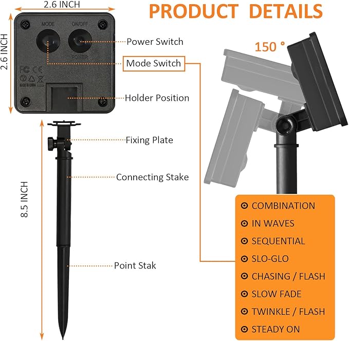 Beieverluck 8 Pack Solar Fairy Lights Outdoor Waterproof 264FT 800 LED Solar String Lights Outside with 8 Modes for Tree Garden Wedding Party Decor, Warm White