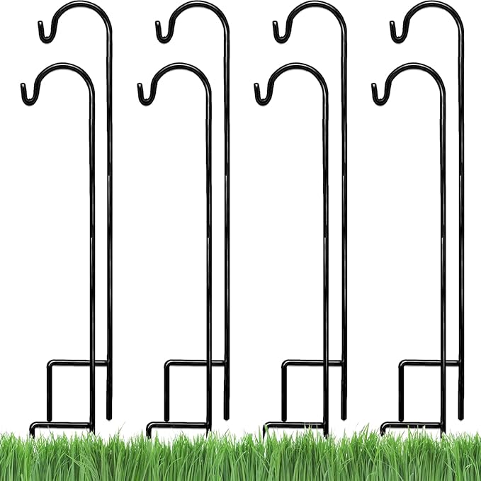 Ashman Shepherd's Hooks 35 Inch (8 Pack), Black, Made of Premium Metal for Hanging Solar Lights, Bird Feeders, Mason Jars, Christmas Lights, Lanterns, Garden Stakes and Wedding Décor.