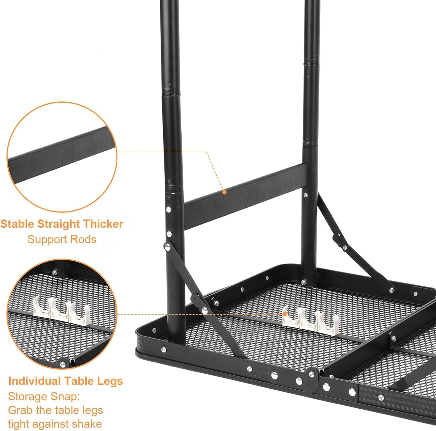 Camping Table Grill 4 Height Adjustable Small Folding 2FT Foldable Picnic Portable Grill Stand Mesh Outdoor Beach BBQ RV Black