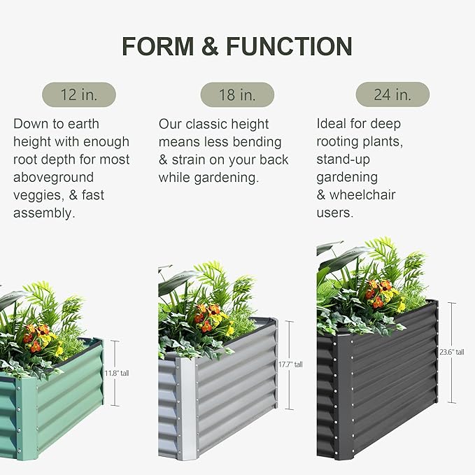 Domi Raised Garden Beds Outdoor, 8x4x2ft Thickening Tall Metal Rectangular Deep Root Box Planter for Vegetables, Flowers, Herbs, and Succulents 2" Deep w/ 456 Gallon Capacity - Silvery