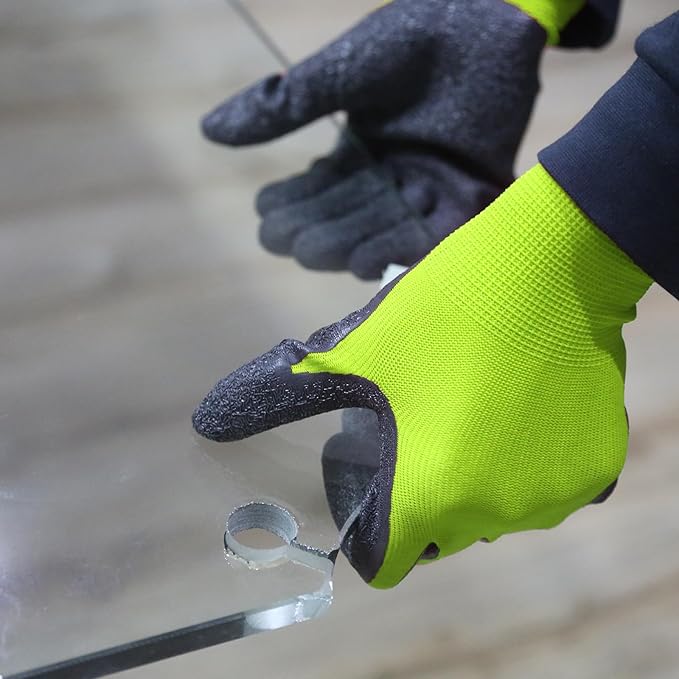 Evridwear Crinkle Latex Rubber Hand Coated Safety Work Gloves for Men Women General Multi Use Construction Warehouse Gardening Assembly Landscaping (Medium,12 Pairs Pack)