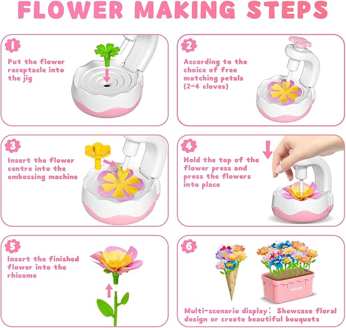 Deesry Craft Kits for Kids Ages 4-8, DIY Arts and Christmas Crafts for Kids, Fabric Flower Bouquets Toys with Storable Box, Flower Making Toy, Birthday Gifts for 4 5 6 7 8 Years Toddler Girl Toys