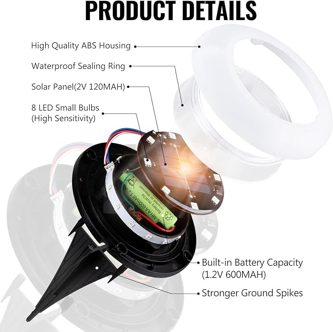 Flumy Solar Ground Lights,Outdoor Halloween Decorations,16 Pack Solar Lights Outdoor Waterproof, Color Changing Solar Garden Lights for Outside Patio Pathway Yard Lawn Driveway