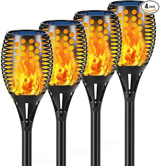 Aityvert Solar Lights, 43" Flickering Flames Torch Lights Outdoor Waterproof Landscape Decoration Lighting Dusk to Dawn Auto On/Off Security Flame Lights for Yard Garden Pathway Driveway (4 Pack)