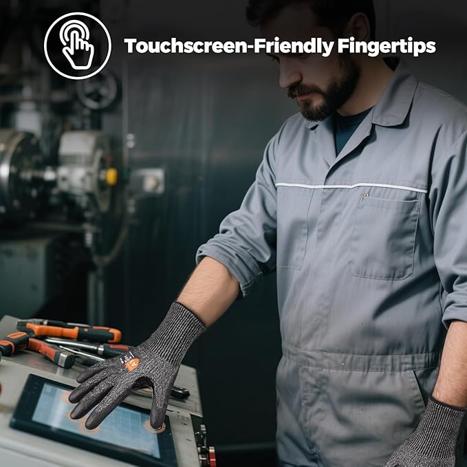 Donfri 3 Pairs A9 Cut Resistant Work Gloves for Men - Steel + HPPE Hybrid Safety Gloves for Men, ANSI Cut Level 9 Protection Flexible for Metal Glass Wood Construction Fishing