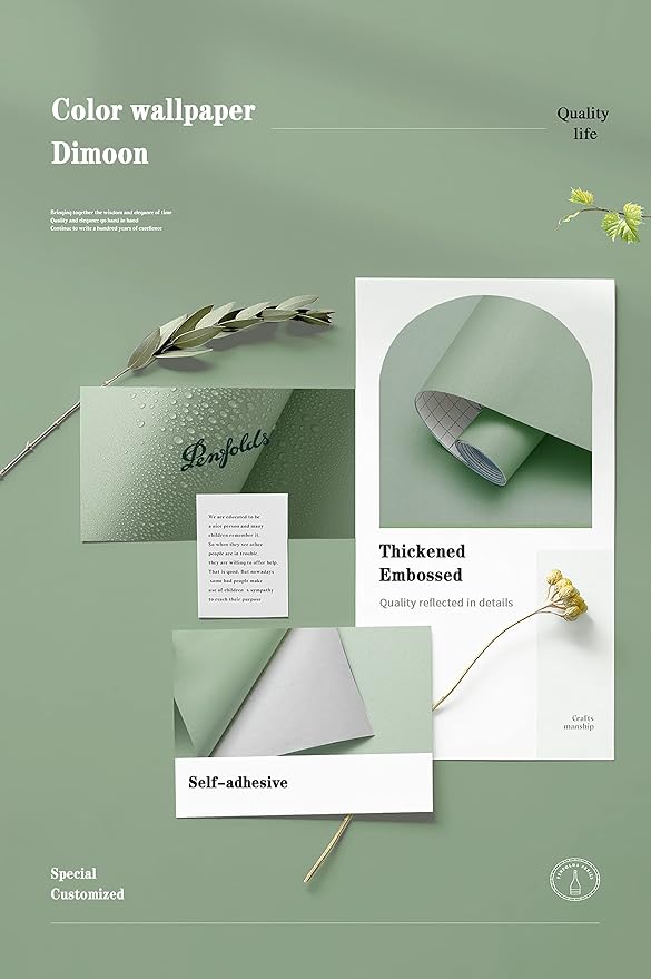 Dimoon 236''x17.7'' Cyan Peel and Stick Wallpaper Contact Paper Modern Self Adhesive Wall Paper Removable Renter Friendly Textured Solid Color Shelf Cabinet Vinyl Roll (236''x17.7'',Peppermint)