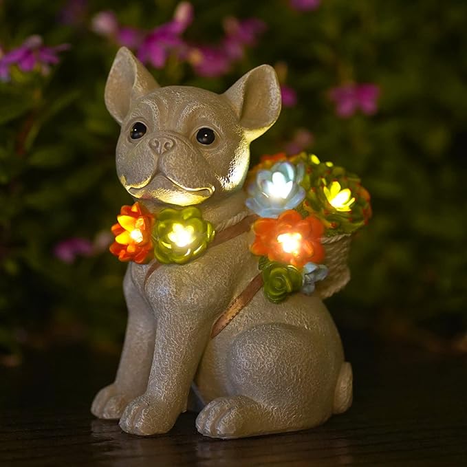 Garden Outdoor Decor Statues: Figurine with Solar Light Decorations Ornaments Patio Art Balcony - Birthday Gifts for mom Grandma Women