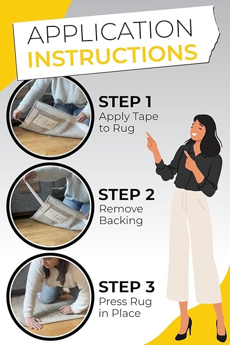 The Good Stuff Double Sided Carpet Tape [2 Inch x 10 yd] Secure Area Rugs to Carpets, Laminate, and Hardwood Floors, Easy to Remove and Restick Without Residue or Damage to Rug or Floor