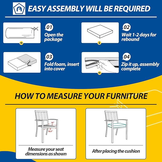 AAAAAcessories Outdoor Seat Cushions for Chairs, Waterproof, Fade-Resistant Patio Furniture Replacement Cushions, 18.5" x 16" x 3", Set of 2, Gray Cabana Stripe