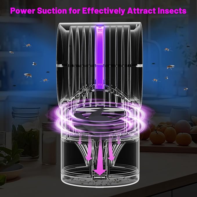 Fruit Fly Trap for Indoors, Fly Traps Indoor for Home Bug Zapper Indoor Insect Trap with Time Setting,Suction, Bug Light & 1 Pcs Sticky Glue Boards (Pink)