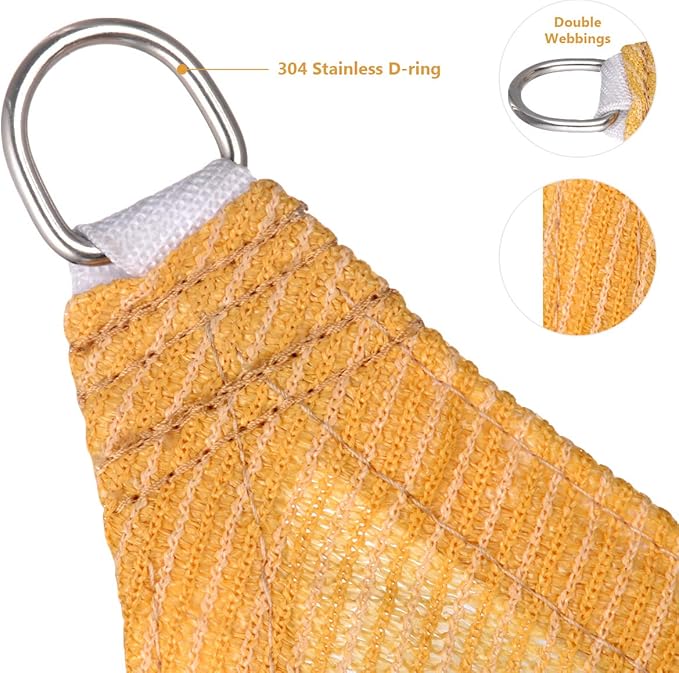 Eden's Decor Straight Flat-Edged Sun Shade Sail Rectangular 10' x 17' Wheat UV-Blocking Outdoor Canopy Fabric Cloth Awning for Pergola Patio Garden Backyard Custom Size