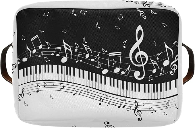 Black White Music Rectangular Storage Basket Organizer Bin Shelf Baskets For Clothes Gifts For Home Office Dorm