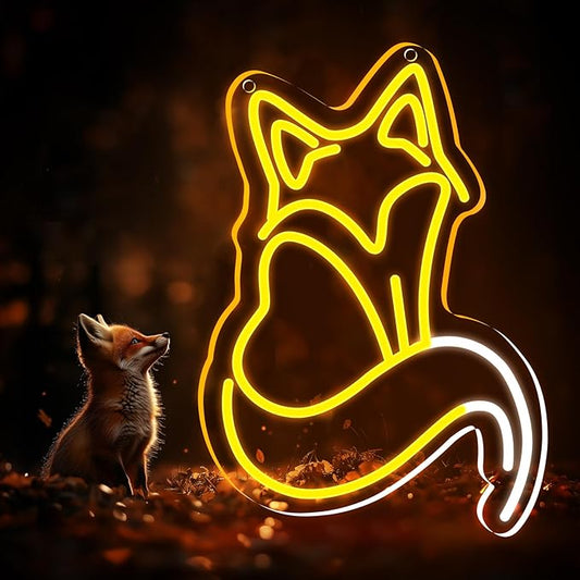 Fox Neon Signs, Fox LED Light for Wall Decor, Dimmable Neon Fox Sign Animal Sign for Fox Lovers Bedroom Living Room Bar Club Art Decor Gifts(14.2 x 9.4 inches) ﻿