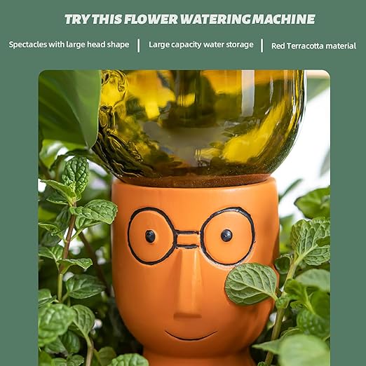 4 Pack Terracotta Watering Spikes, Vacation Self-Watering Planters Devices - Continuous Moisture with Slow Release Watering System - Perfect for Indoor Outdoor Plants (Big Head)