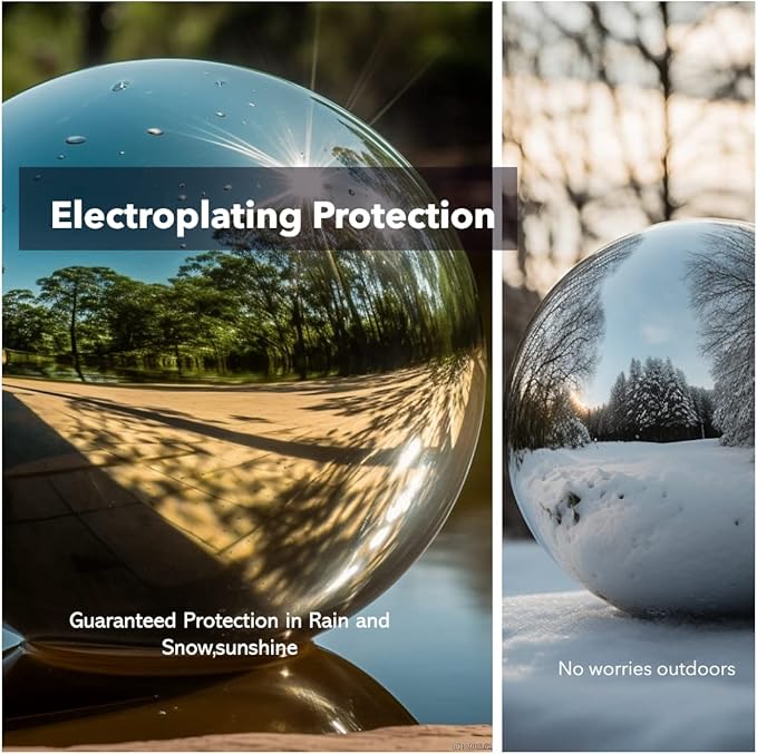 8 Inch Stainless Steel Gazing Globe,v2croft Hollow Ball Mirrored Surface Polished Shiny Sphere,Garden Stainless Steel Gazing Ball for Outdoor Lawn Pond Yard Ornament(Silver)