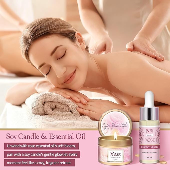 Gifts for Women,12pc Rose Scented Bath and Body Set Birthday Gift Baksket for Women Home Spa Bath Set for Her Mom Sister Wife Friend Christmas Stocking Stuffers Gifts