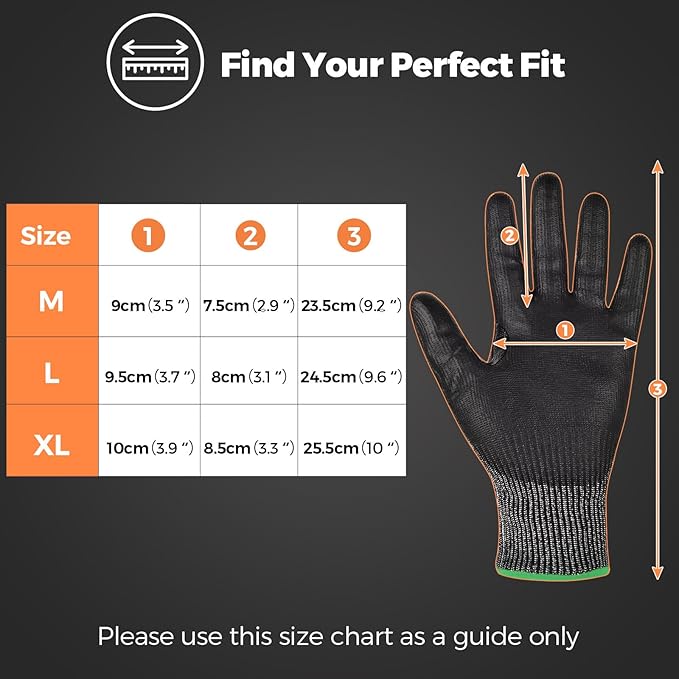 Donfri A9 Cut Resistant Work Gloves for Men - Steel + HPPE Hybrid Safety Gloves for Men, ANSI Cut Level 9 Protection Flexible for Metal Glass Wood Construction Fishing