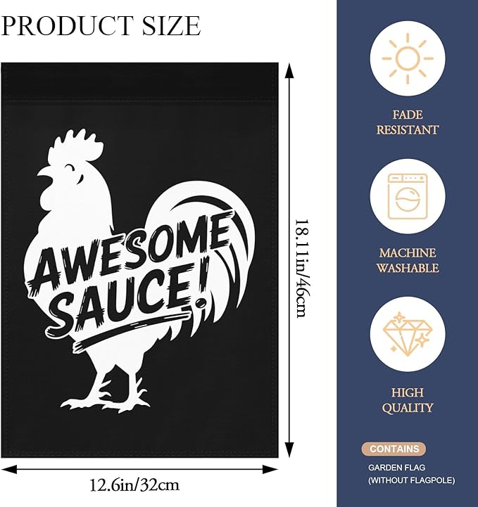 Awesome Sauce Rooster Garden Flag Art Banners House