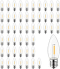 C9 Christmas Replacement LED Light Bulbs,E17 Base Commercial Grade Holiday Bulbs, 4W 5W 6W 7W Incandescent Equivalent, Warm White 2200K, Clear Plastic Bulbs for Christmas String Light - 50 Pack