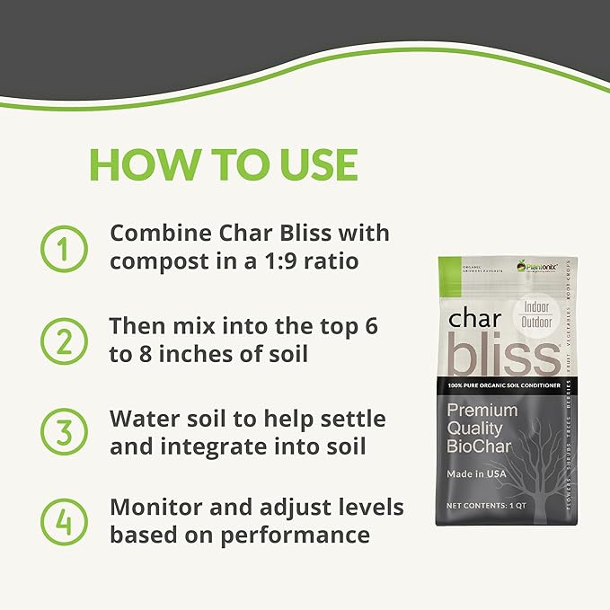 Char Bliss (24 Qts) - Organic Biochar for Plants - OMRI-Listed Biochar Soil Amendment Organic - Bio Char for Plants - Horticultural Charcoal for Plants, Potting Soil, Garden Soil, & Potting Mixes