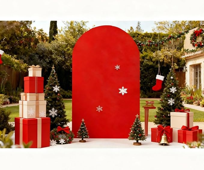 6FT Red Arch Cover, 6FT Red Arch Backdrop Cover for Wedding Party Birthday Decor, Christmas Arch Cover Backdrop Covers for Festival Decoration