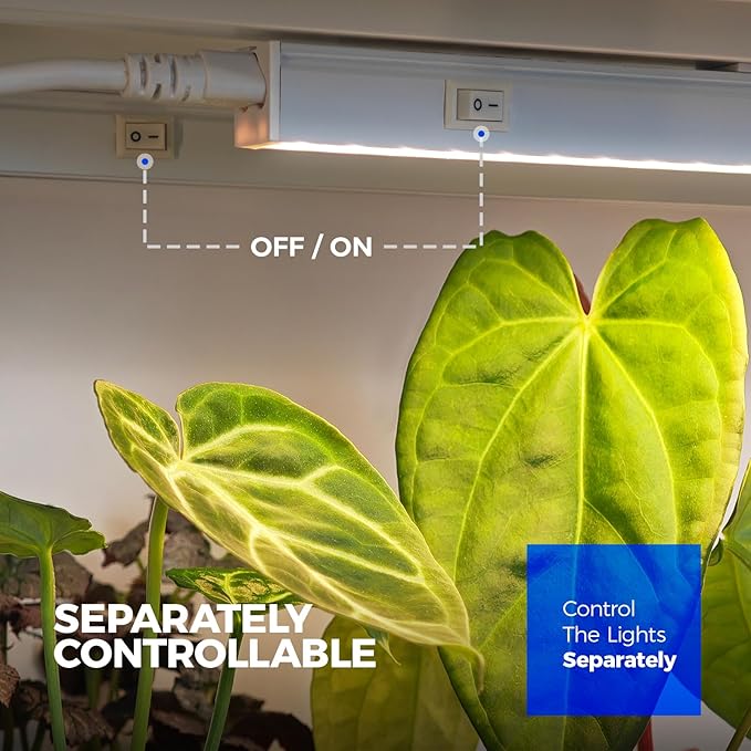 Barrina T5 Grow Lights, Full Spectrum, 2ft 80W (8 x 10W, 500W Equivalent), LED Grow Light Strip for Greenhouse, Plant Grow Shelf, Plug and Play Easy Installation, Yellow, 8-Pack