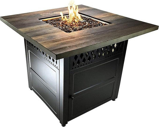 DualHeat by Endless Summer, The Harris, 38" Square Propane Gas Outdoor Fire Pit/Patio Heater