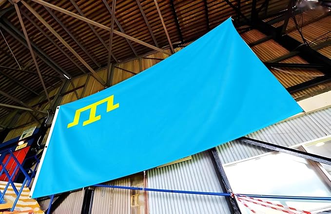 Crimea Tatar Extra Large Flag 12x18FT Giant Crimean Tatars Polyester Banner With 5 Grommets Fade Resistant Vivid Color For Patriotic Festival Events Party Decoration (Crimean Tatars, 12x18FT)