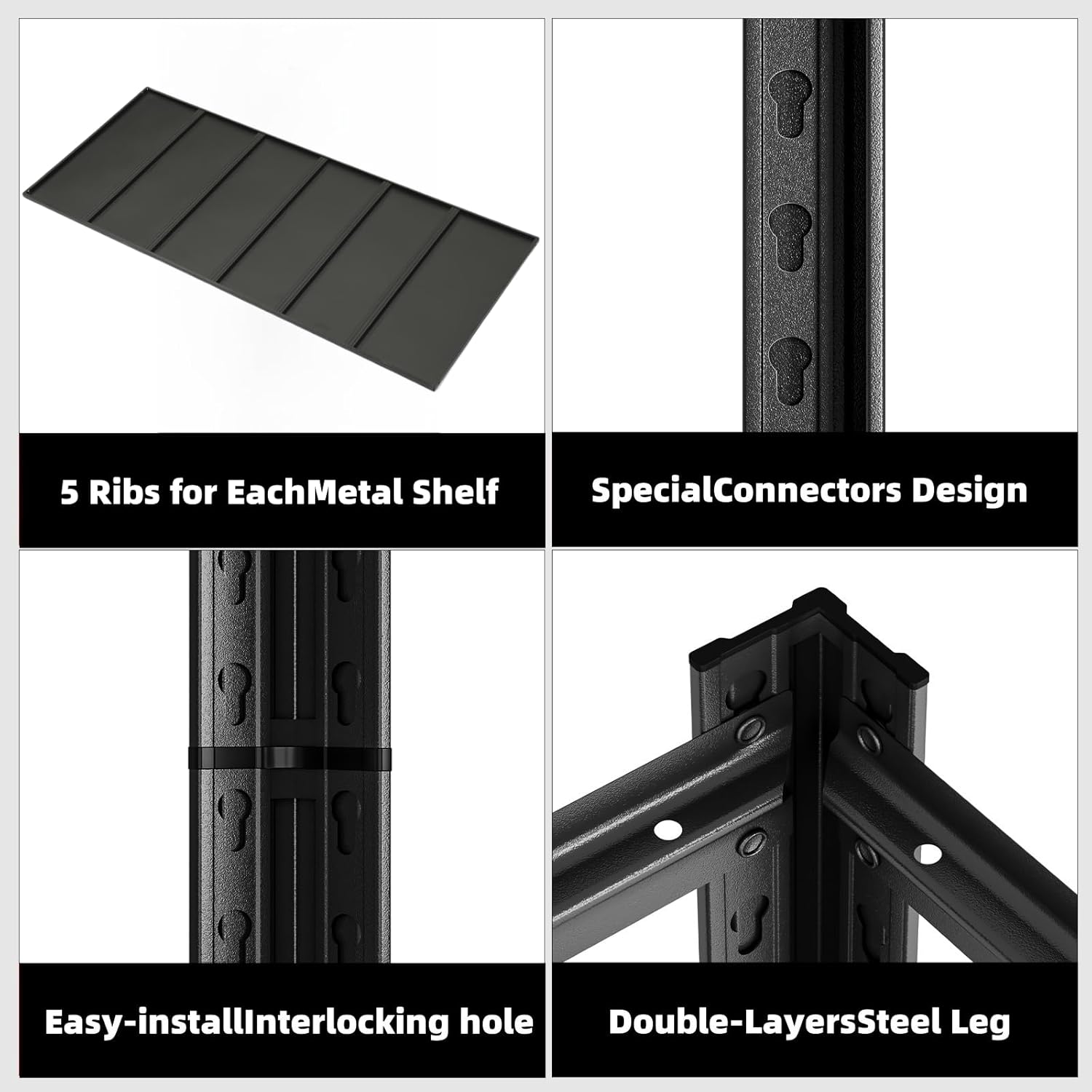 5-Tier 55" W x 24" D x 84" H Garage Shelving 3000LBS Storage Shelves Heavy Duty Metal Shelf Unit Adjustable Basement Industrial Storage Racks