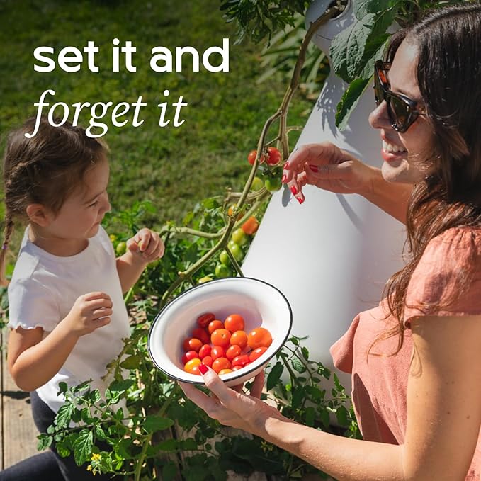 Farmstand Starter Kit + 30 Seedling Credits | Family Hydroponic Growing System Kit | Self-Watering Outdoor Vertical Garden Planter Tower | 5ft 5in | Made in USA