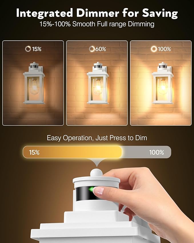 VIANIS Motion Sensor Porch Lights, 2 Packs Outdoor Wall Lights Wall Mount, White Dusk to Dawn Outdoor Sconce Lights, Waterproof Exterior Light Fixture for House, Garden, Patio,Hardwired, Non-Solar