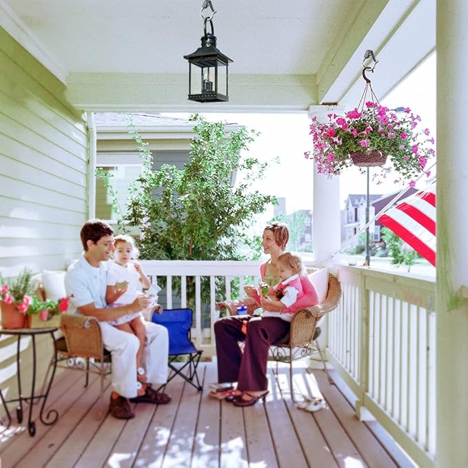 BeneLabel 4Pcs Wall Mount Ceiling Plant Hanger Hooks, Outdoor Hanging Brackets for Hanging Plant Light Outdoor Wire Fairy Lights Wind Chimes Bird Feeders, Safety Buckle Design, 3 1/4"