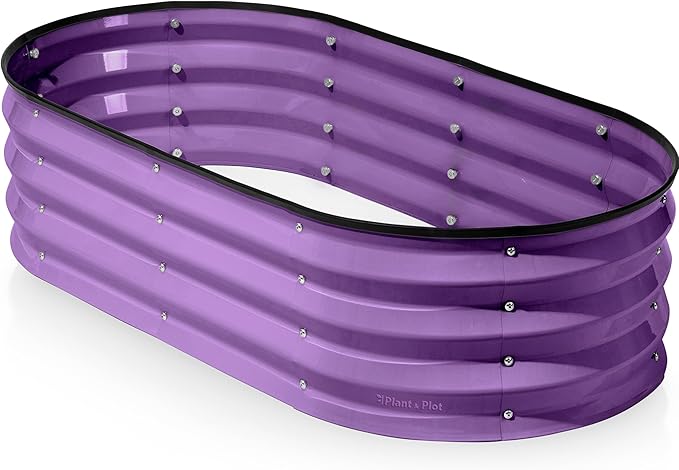 Galvanized Raised Garden Beds Outdoor // 4×2×1 ft Planter Raised Beds for Gardening, Vegetables, Flowers (Purple) // Large Metal Garden Box