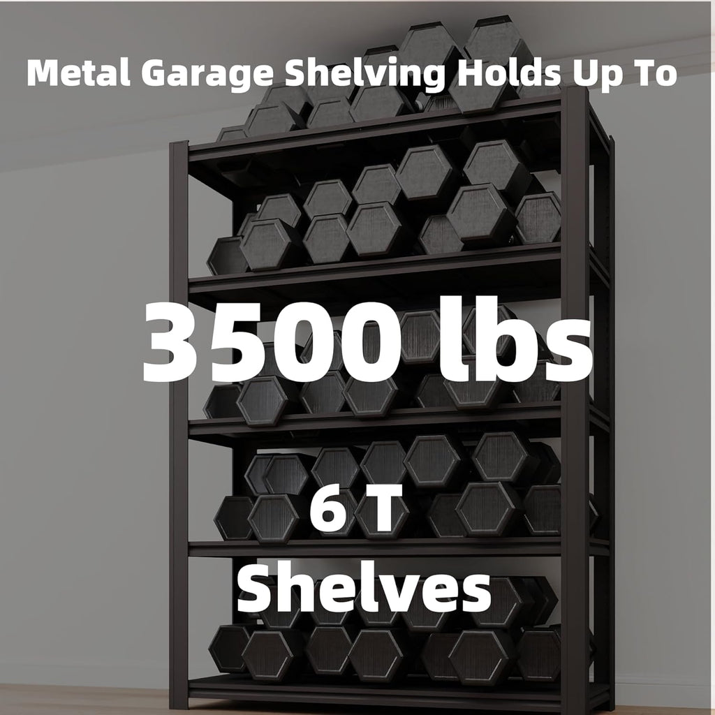 6-Tier 55" W x 24" D x 84" H Garage Shelving 3500LBS Storage Shelves Heavy Duty Metal Shelf Unit Adjustable Basement Industrial Storage Racks (6T-84 * 55 * 24)