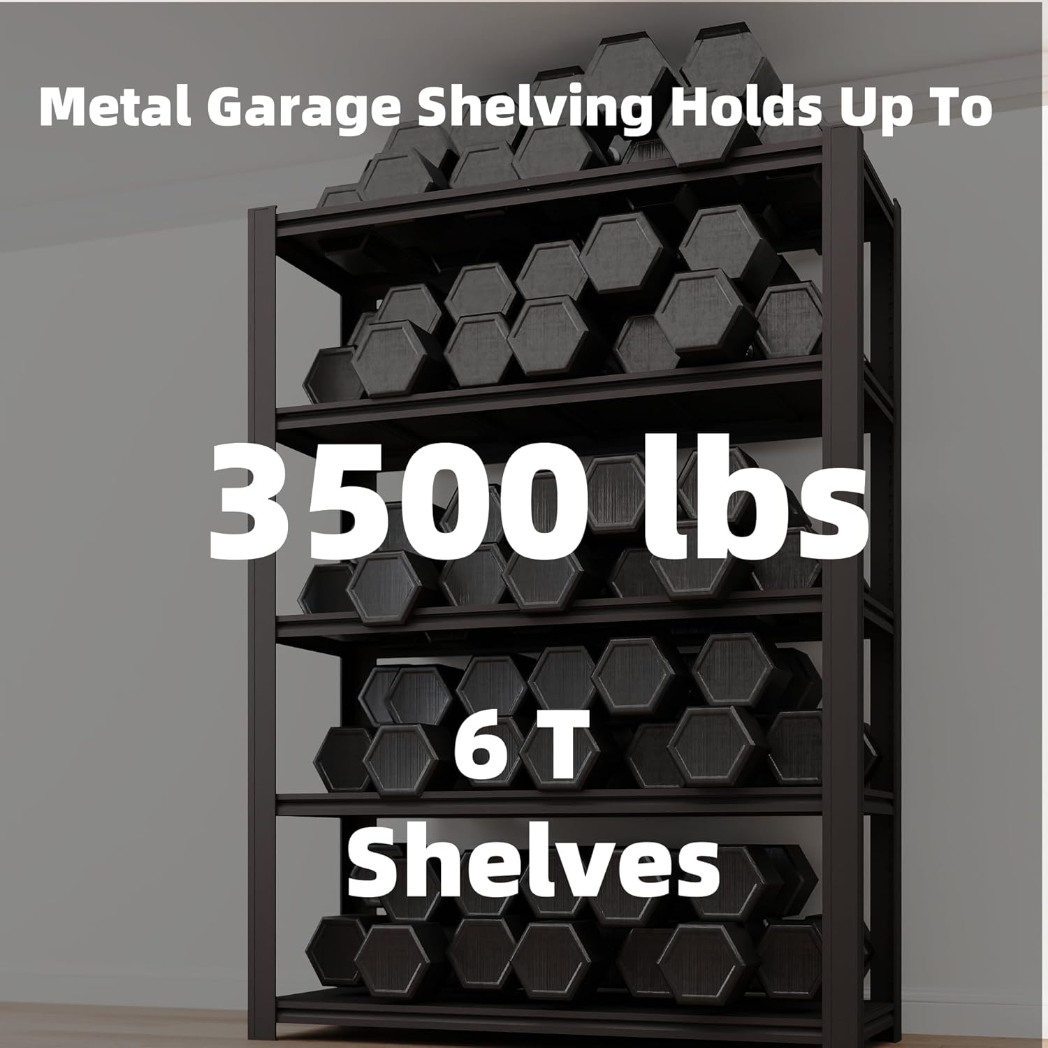 6-Tier 55" W x 24" D x 84" H Garage Shelving 3500LBS Storage Shelves Heavy Duty Metal Shelf Unit Adjustable Basement Industrial Storage Racks (6T-84 * 55 * 24)