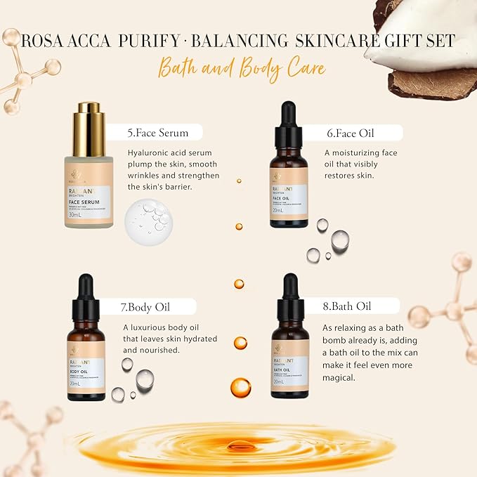 Orange 23 Pcs Facial Skin Care Set for Women & Men, Bath and Body Kit, Spa Gift Baskets, Birthday Gifts For Women, Cream, Serum, Face Oil, Sheet Mask, Clay Mask, Christmas, Valentines, Mother Day