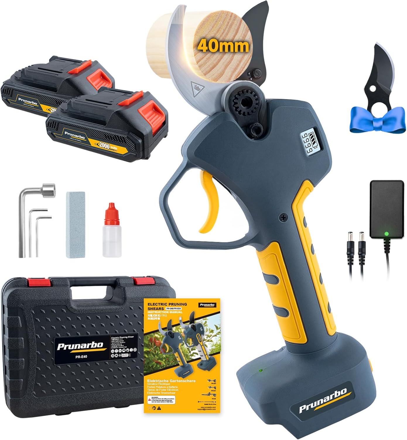 Electric Pruning Shears Cordless 40mm 4000mAh Batteries, Compatible with Makita 18V Battery Powered Pruner 1.6'' Electric Secateurs Branch Cutter Professional Garden Tool for Tree Trimming