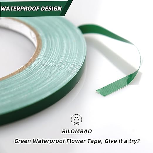 4 PCS Green Floral Tape, 0.25" Flower Stem Wrap Tapes, Waterproof Florist Tape - Multipurpose Adhesive Florist Tapes for Binding Fresh, Flower Bouquets and Floral Craft (98Ft/33Yd/Roll)
