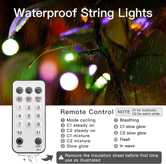 Christmas String Lights, 168Ft 600 LED Twinkle Fairy Lights Tree Lights with 8 Light Modes for Christmas Trees Garland Wreath Wedding Indoor Outdoor Holiday Decorations - Warm White to Multicolor