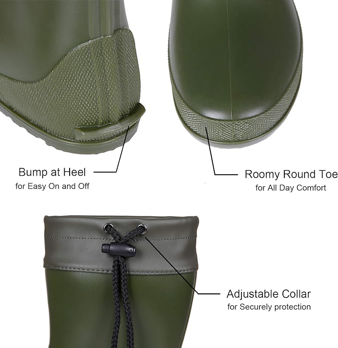 Asgard Packable Tall Rain Boots for Women Waterproof Rubber Garden Boots Ultra Lightweight Flat Mud Boots- NOT FOR WIDE CALF